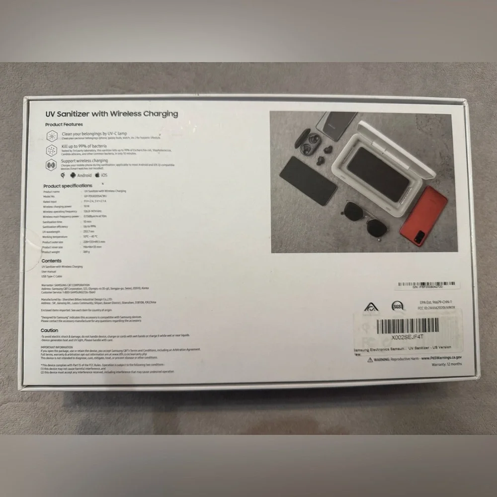 Samsung UV Sanitizer with Wireless Charging Brand New In Box UV-C Sterilizer